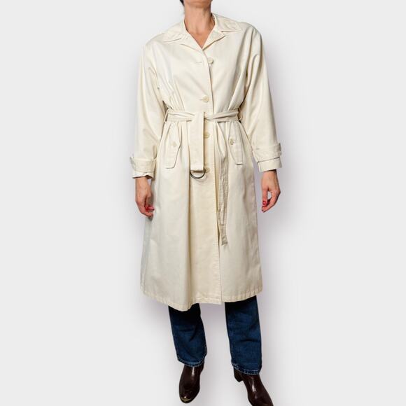 80s Coat Works Cream Trench Coat - Picture 3 of 10